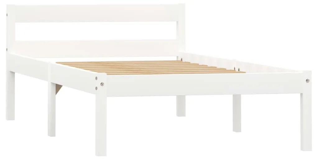 Estrutura de cama 90x200 cm madeira pinho maciço branco