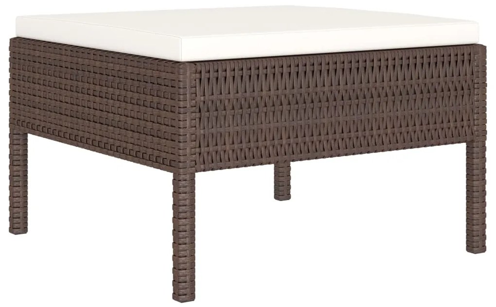 4 pcs conjunto lounge jardim c/ almofadões vime PE castanho