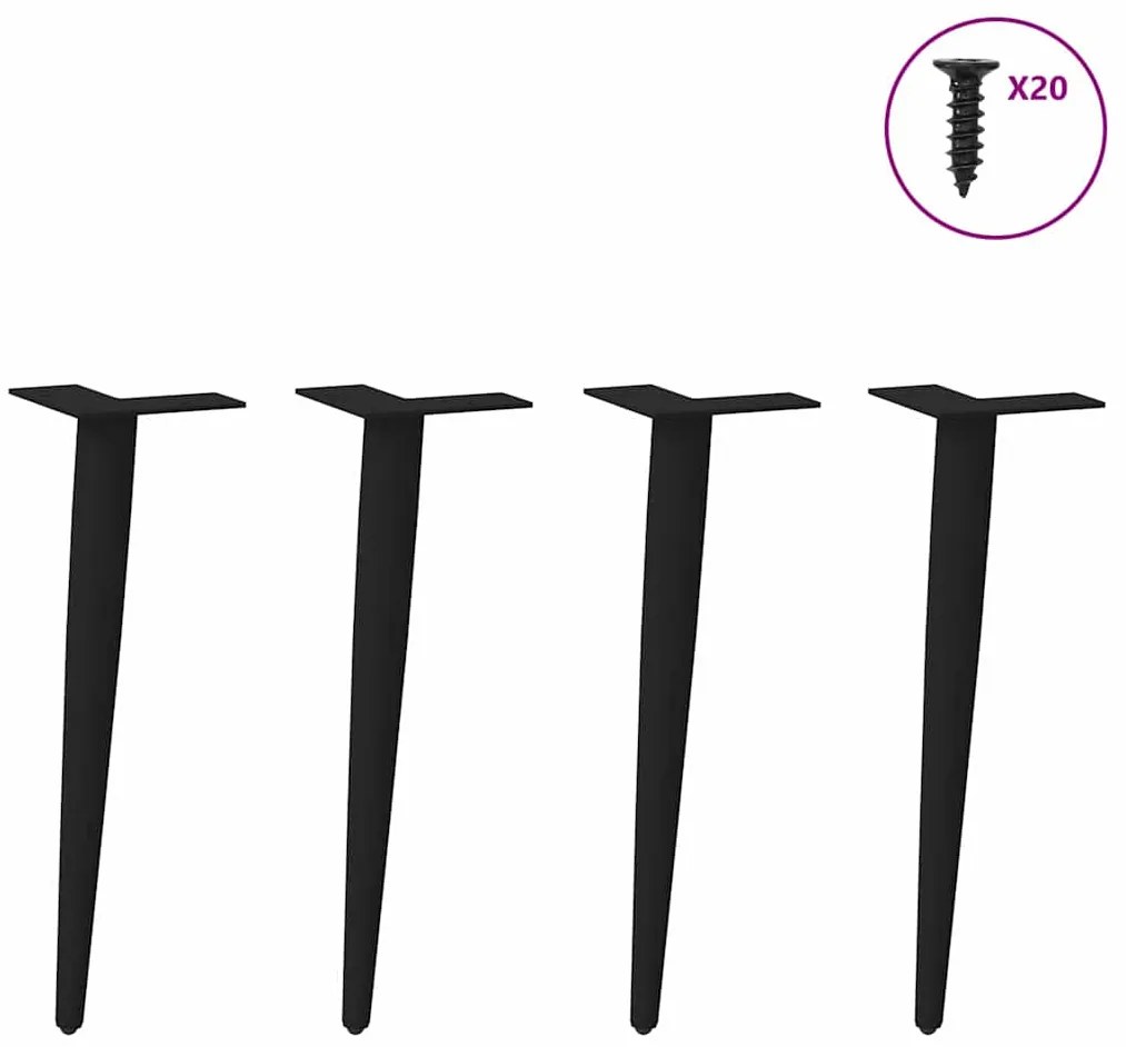 Pés para mesa de centro cônicos 4 peças preto 42-43 cm aço