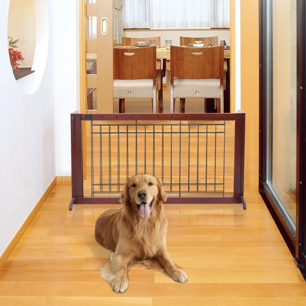 Barreira de Segurança Extensível de Madeira para Escada de Escada Protecção para Cães Bebés Animais de Estimação