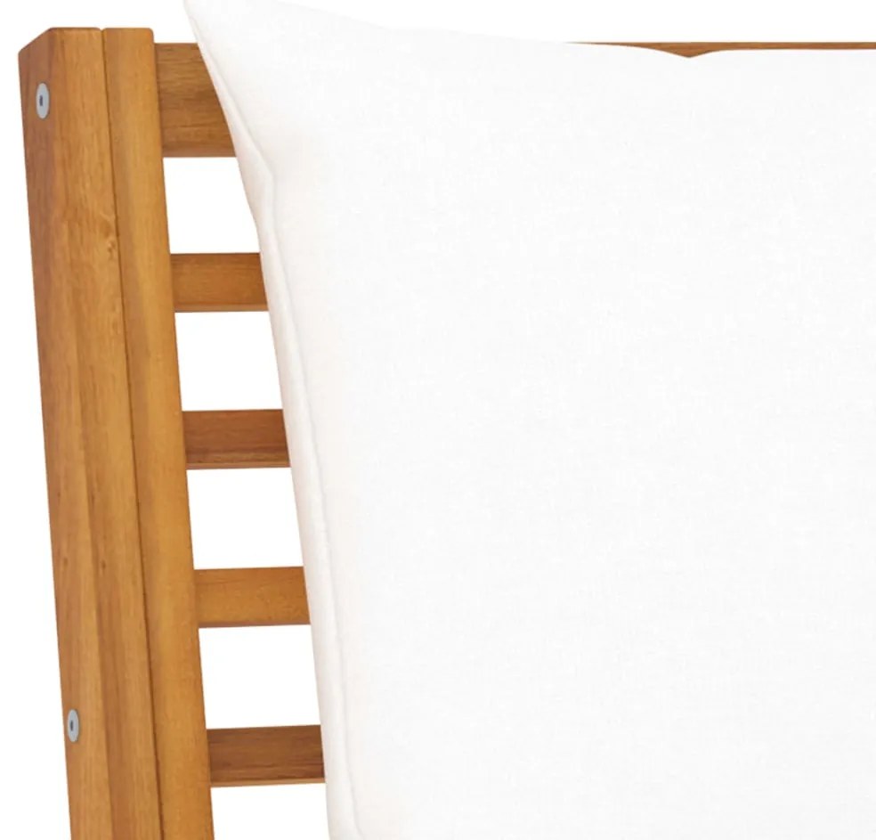 4 pcs conj. lounge jardim c/ almofadões cor creme acácia maciça