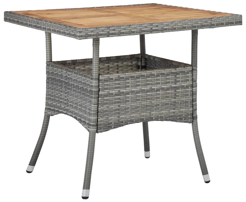 5 pcs conjunto de jantar p/ jardim vime PE e acácia cinzento