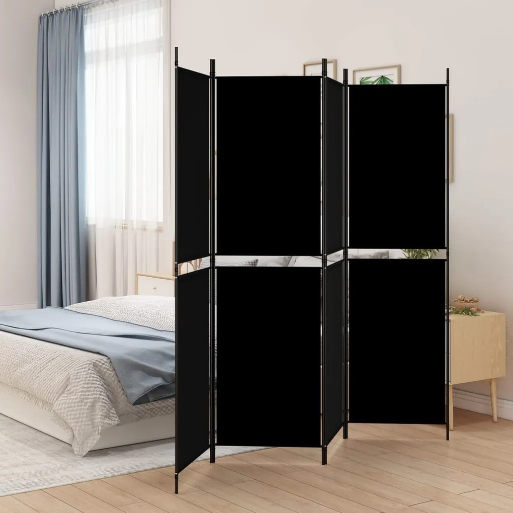 Biombo/divisória com 4 Painéis 200x180 cm Tecido Preto