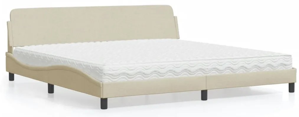 vidaXL Cama com colchão 200x200 cm tecido cor creme