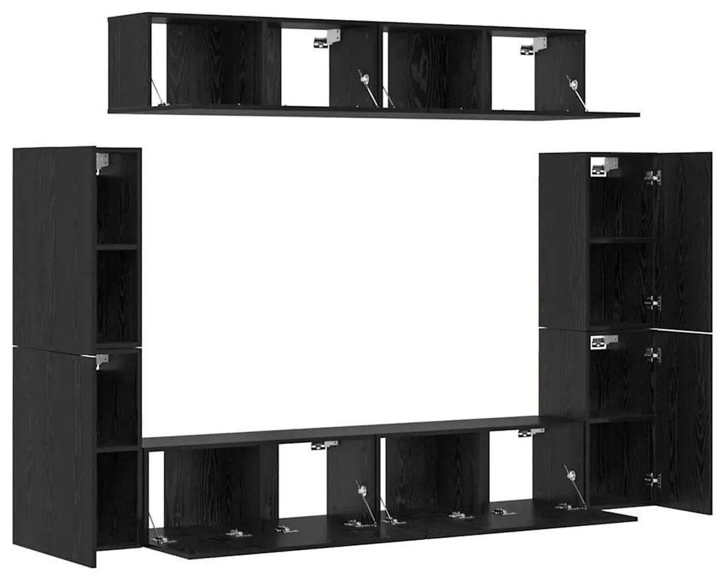 Conjunto de móvel de TV 8 pcs Carvalho Preto 80 x 30 x 30.5 cm