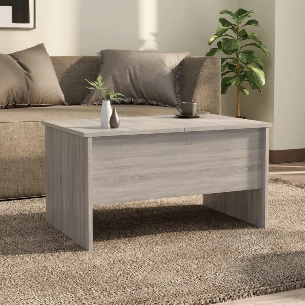 Mesa de centro80x50x42,5cm derivados de madeira cinzento sonoma