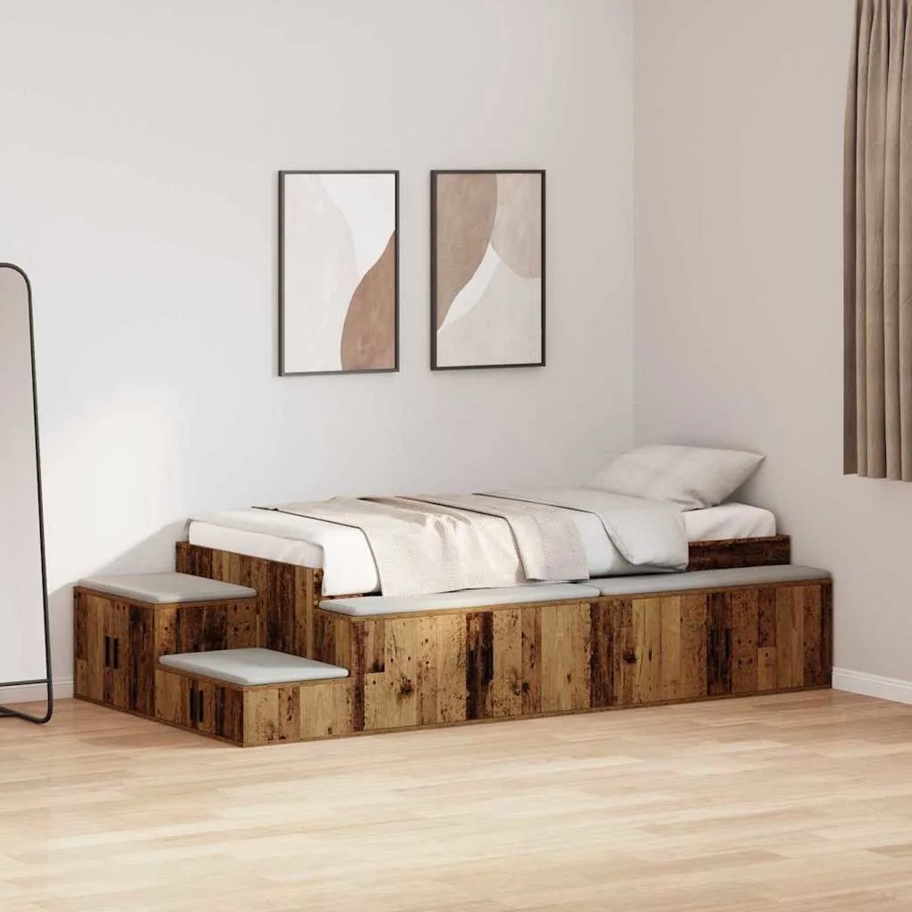 Cama de Armazenamento Madeira Velha 80x200 cm