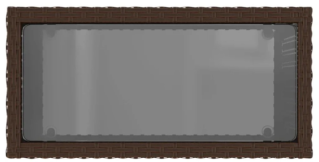 Mesa de apoio jardim tampo vidro 58x27,5x55 cm vime PE castanho