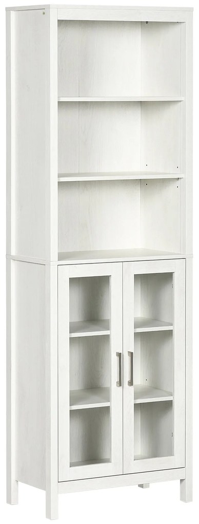 kleankin Armário Alto de Casa de Banho com 2 Portas de Vidro e 3 Prate