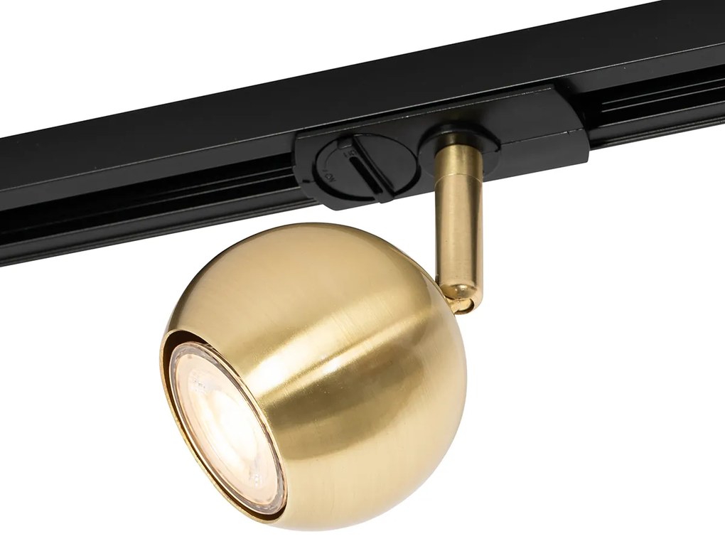 Foco de trilho monofásico moderno preto com dourado - Iconic Gissi