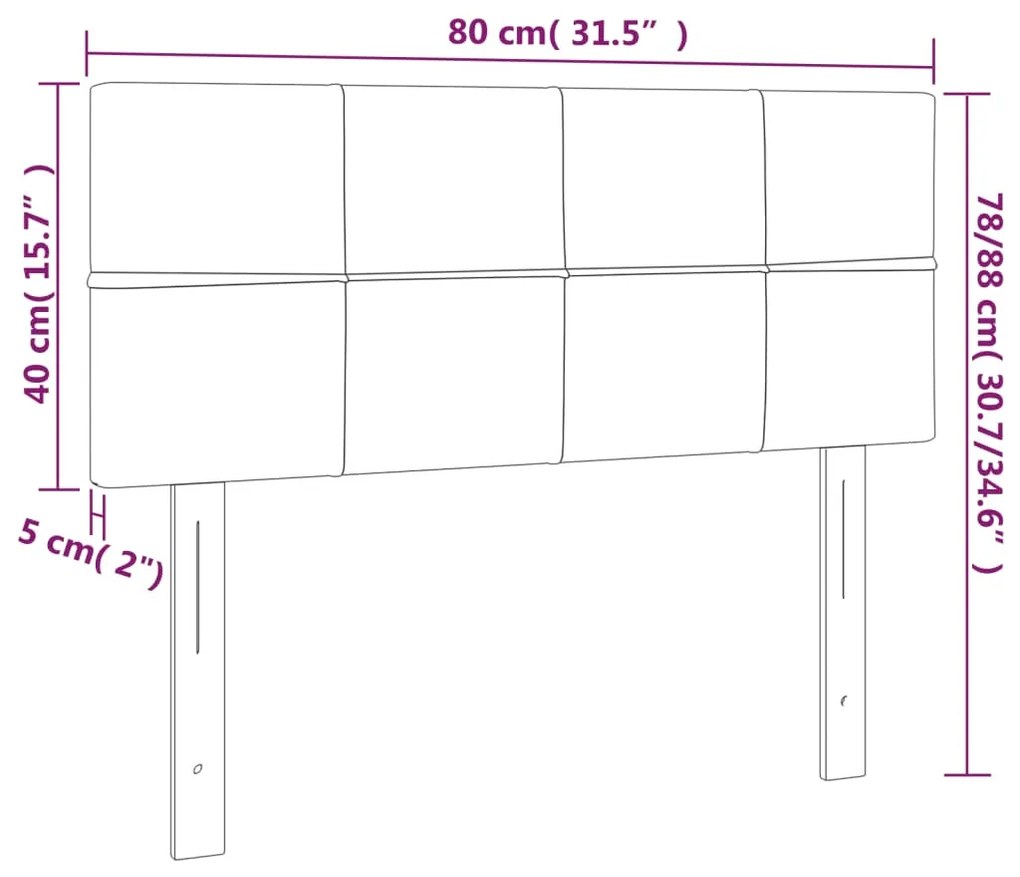 Cabeceira de cama c/ luzes LED tecido 80x5x78/88 cm cor creme