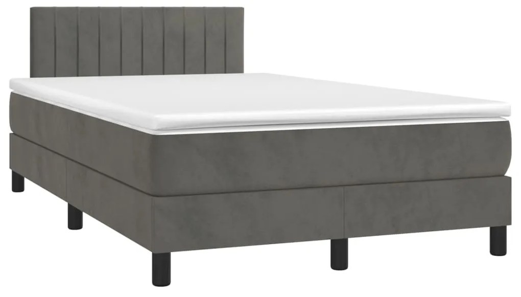 Cama boxspring com colchão 120x200 cm veludo cinzento-escuro