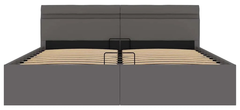 Cama hidráulica c/ arrumação LED 180x200cm couro art. cinzento