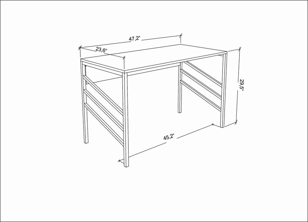 Secretária de Estudo Josephine – Branco Carvalho – 120x60x74,8 cm