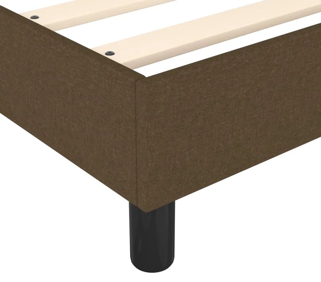 Estrutura de cama 140x190 cm tecido castanho-escuro