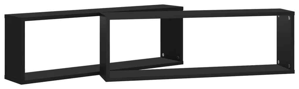 Estantes parede cúbicas 2 pcs deriv. madeira 80x15x26,5cm preto