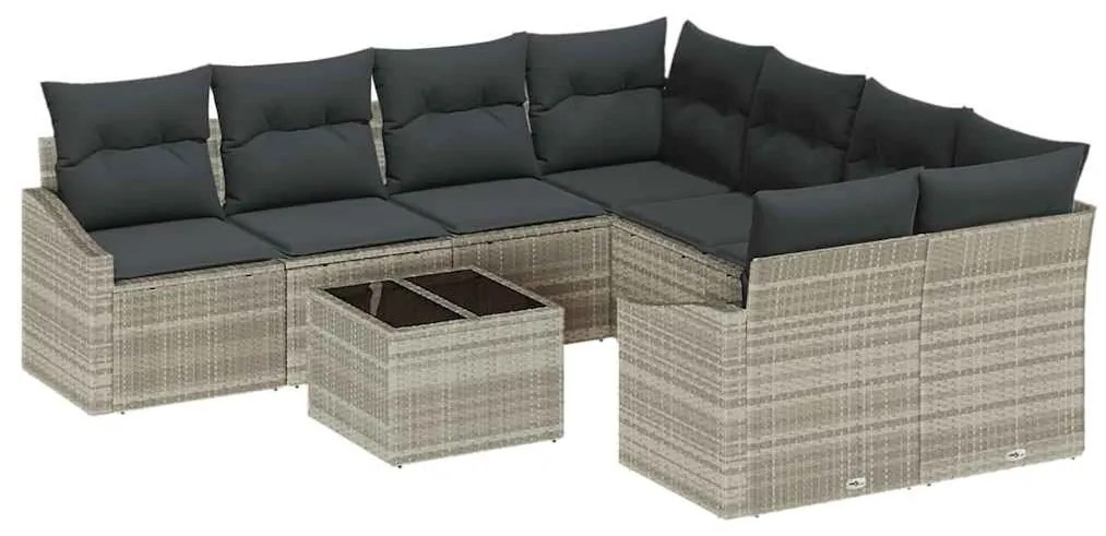 Conjunto de Jantar de 9 Peças para Jardim com Almofadas Cinza Claro em