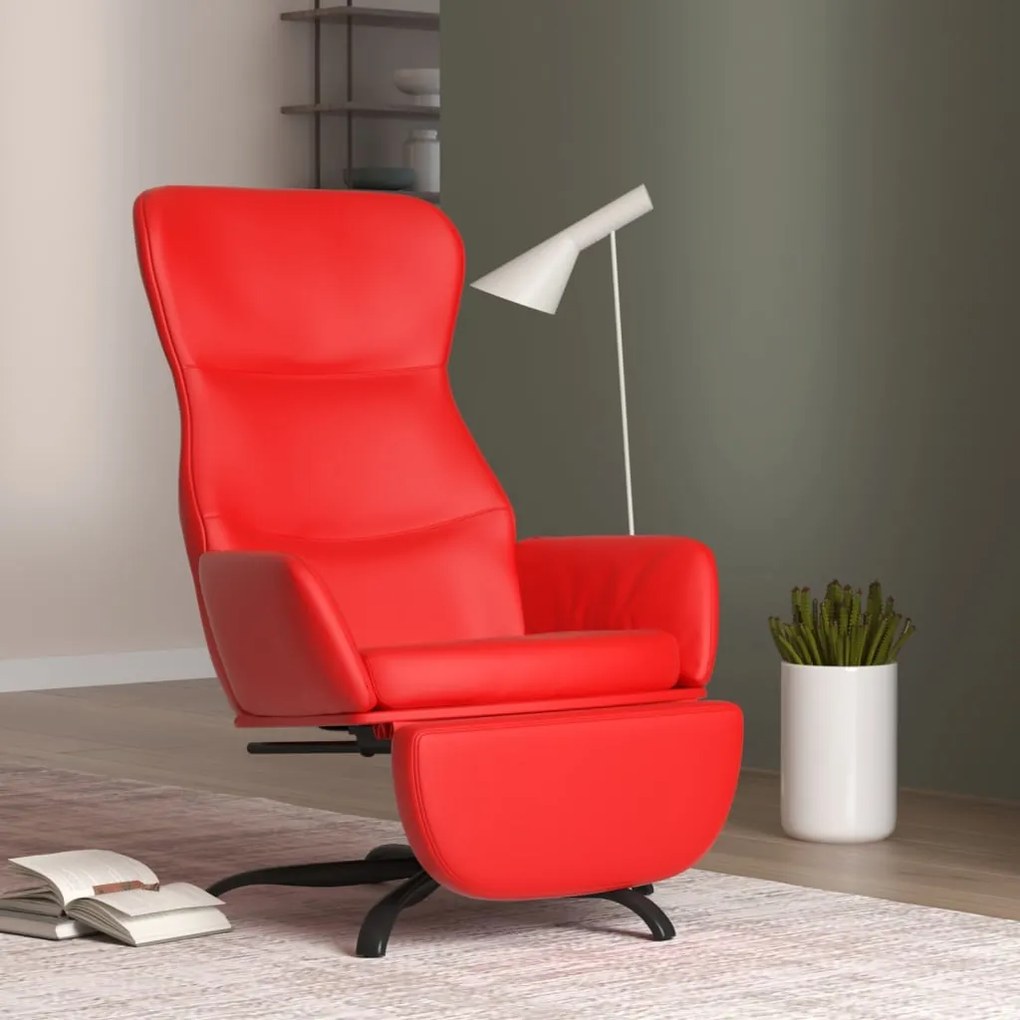 vidaXL Cadeira de descanso c/ apoio de pés couro artificial vermelho