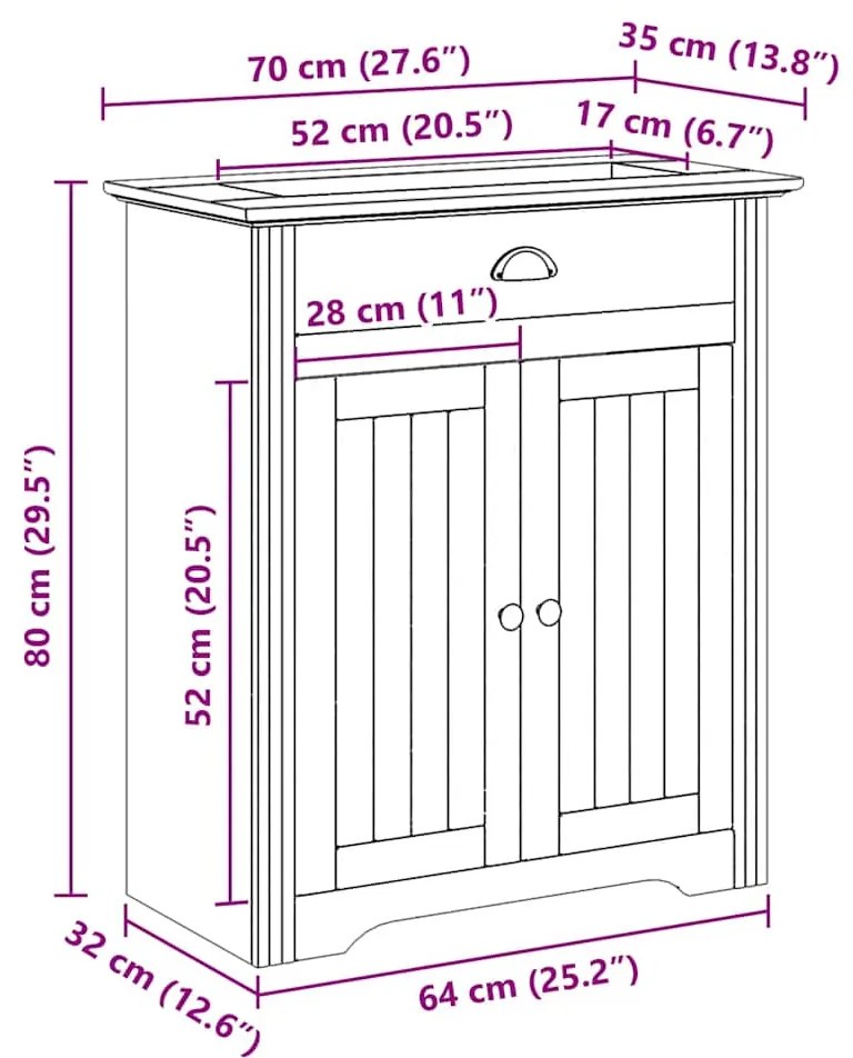 Móvel pia do banheiro BODO cinza 70x35x80 cm