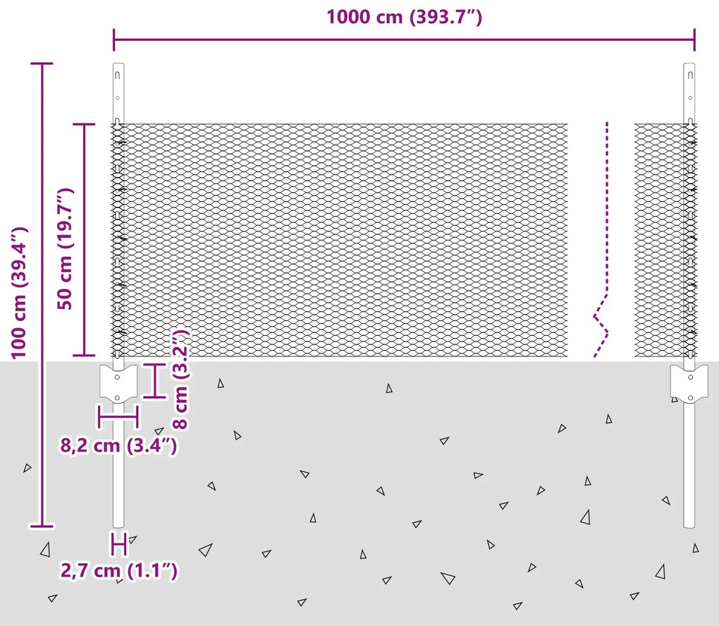 Postes de Cerca vidaXL 5 pcs U-Channel 60 cm Aço Galvanizado, Cerca He