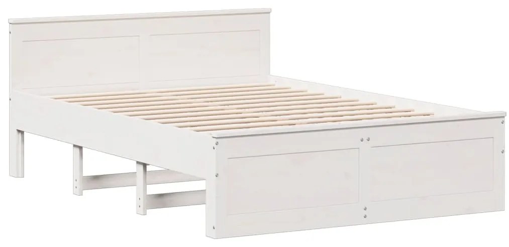 Cama com estante sem colchão 150x200 cm pinho maciço branco