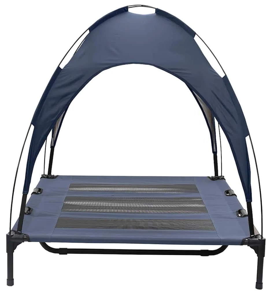 Cama Elevada para Cães com Toldo Removível Azul-marinho XL Aço