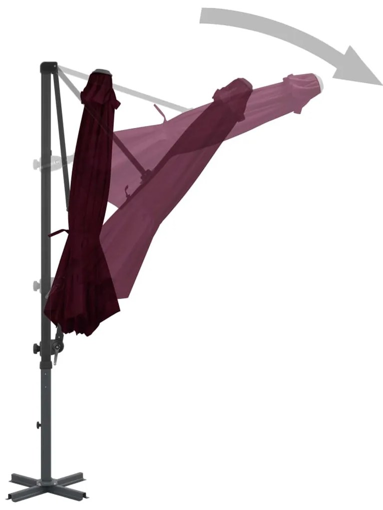 Guarda-sol jardim cantilever c/ poste alumínio 300 cm vermelho