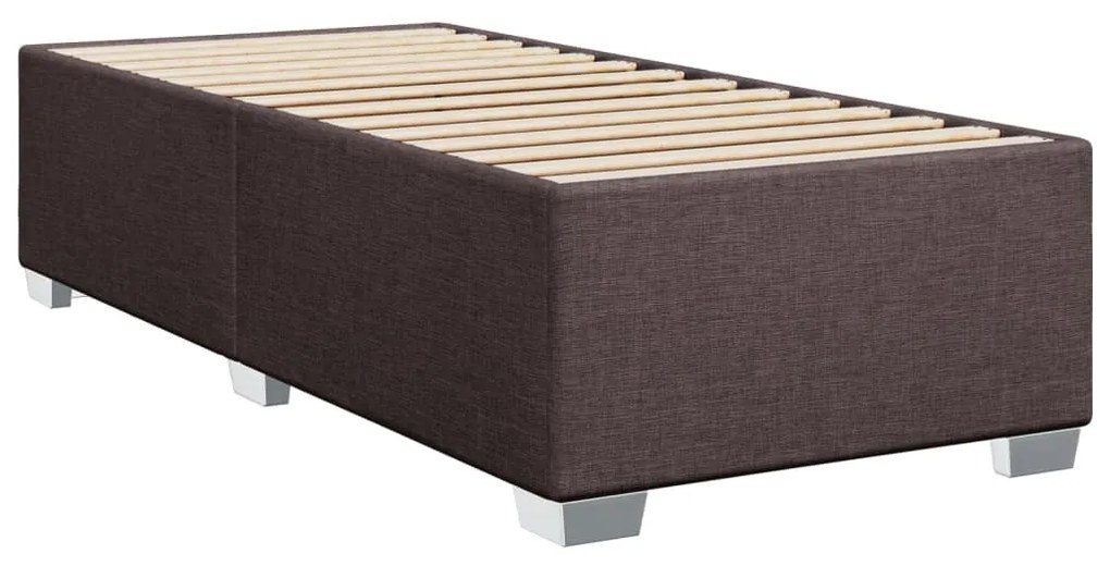 Estrutura de cama sem colchão 90x200 cm tecido castanho-escuro