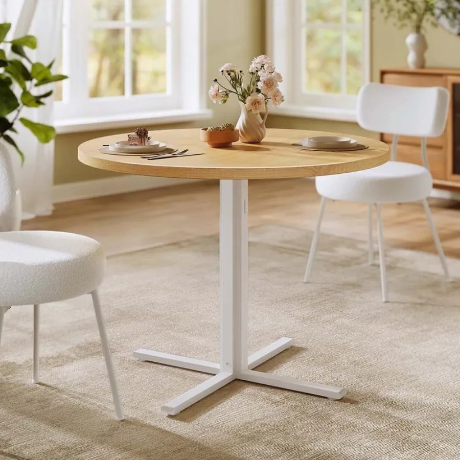 Mesa de jantar redonda 80 cm de diâmetro para 4 pessoas para sala de jantar, cor dourada