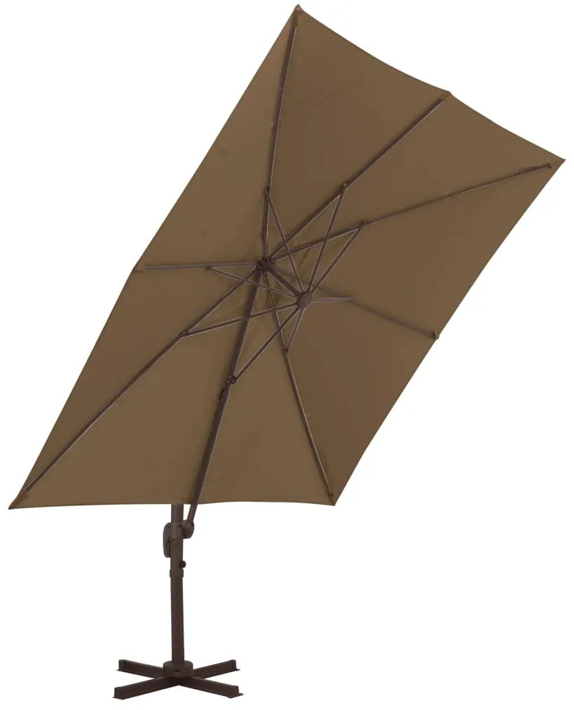 Guarda-sol cantilever c/ poste alumínio cinzento-acastanhado