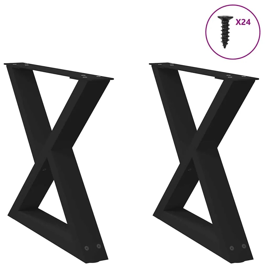 vidaXL Pés para mesa de centro 2 peças preto 60x(42-43,3) cm aço