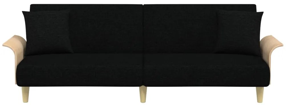 Sofá-cama com apoio de braços tecido preto