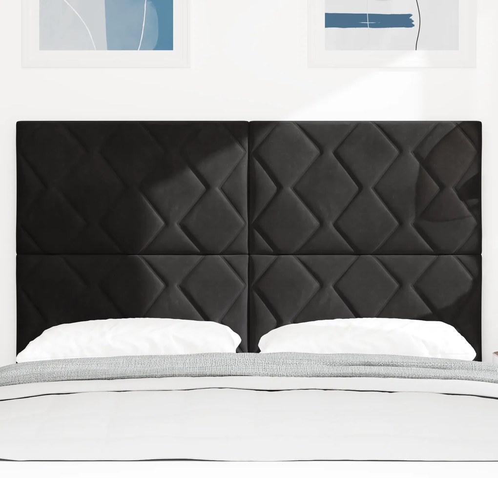 Cabeceira Design de Blocos de Diamante Preto 160 cm Veludo