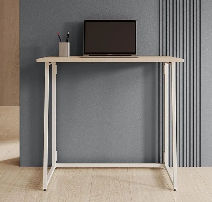 Mesa plegable Galia (80,5cm) blanco y sonoma