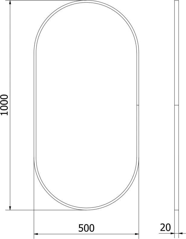 Mexen Loft espelho de casa de banho oval 100 x 50 cm, moldura preta - 9851-100-050-000-70