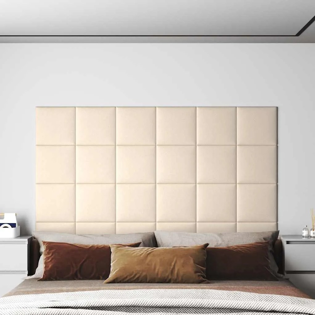 Painel de parede 12 pcs 30x30 cm veludo 1,08 m² cor creme