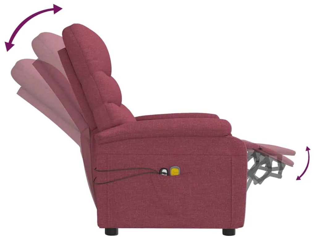 Poltrona de massagens elétrica reclinável tecido vermelho tinto