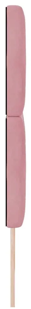 Cabeceira com Botões de Cristal Estofada em Veludo Rosa de 180 cm