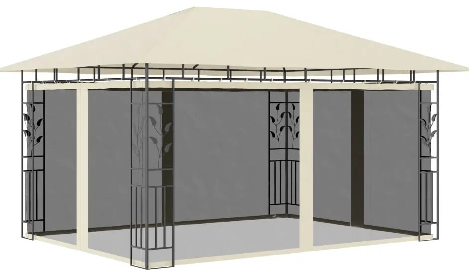 Gazebo com rede mosquiteira 4x3x2,73 m 180 g/m² creme