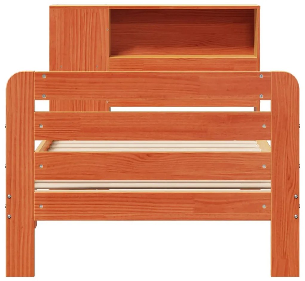 Cama sem colchão 75x190 cm madeira de pinho maciça castanho-mel