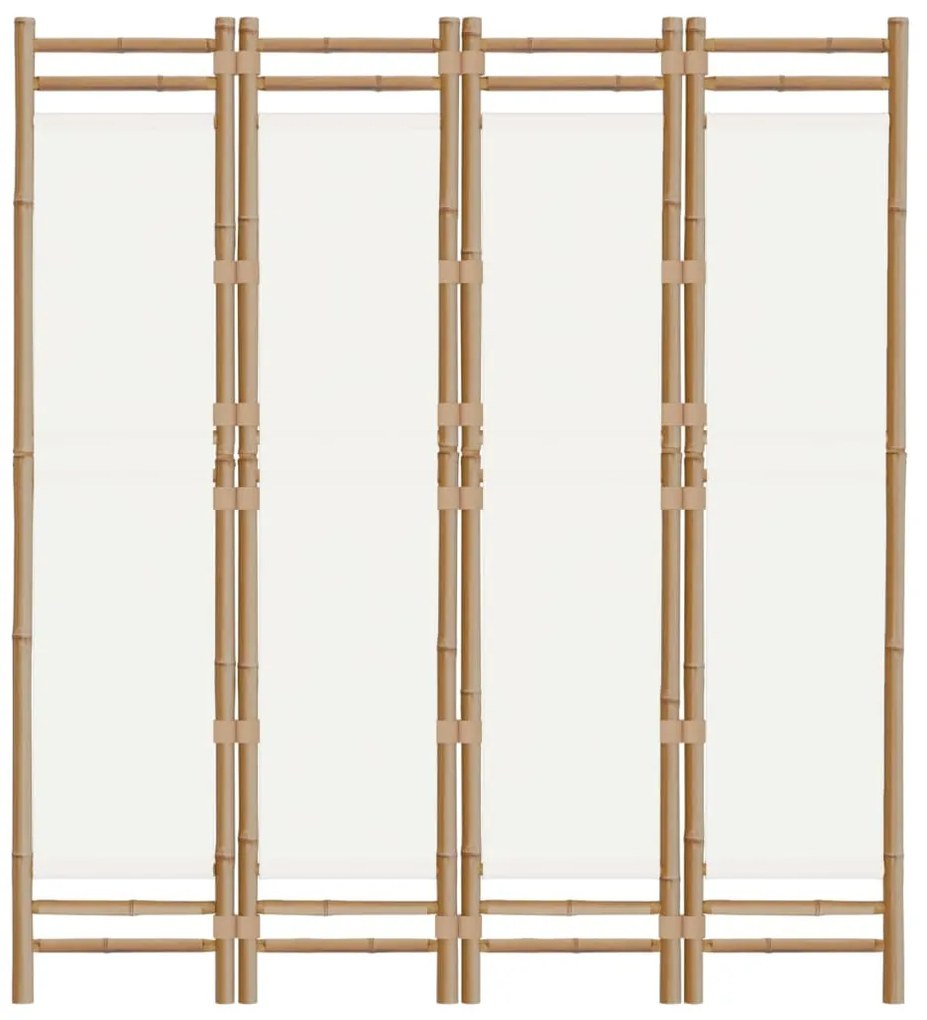 Biombo com 4 painéis dobráveis bambu e lona 160 cm