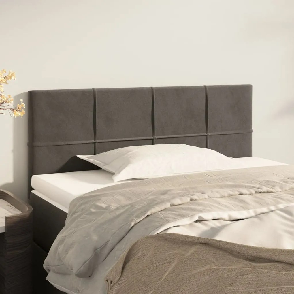 346041 vidaXL Cabeceira de cama veludo 100x5x78/88 cm cinzento-escuro