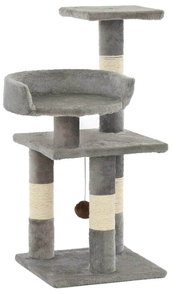 Árvore com postes arranhadores sisal 65 cm cinzento