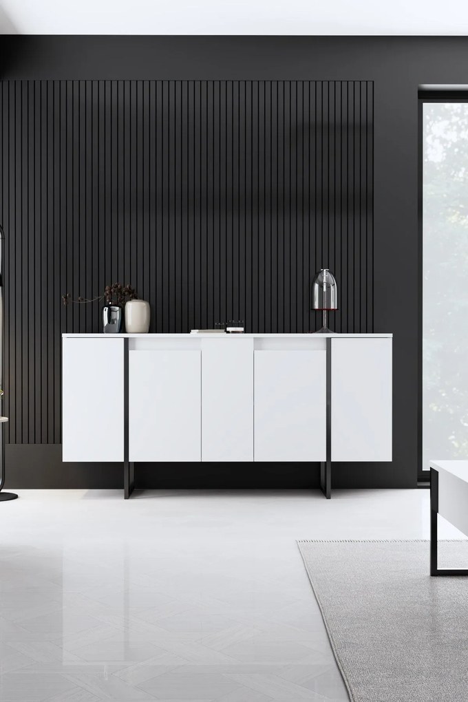 Console Luxe – Branco/Preto – 160 cm x 35 cm x 80 cm