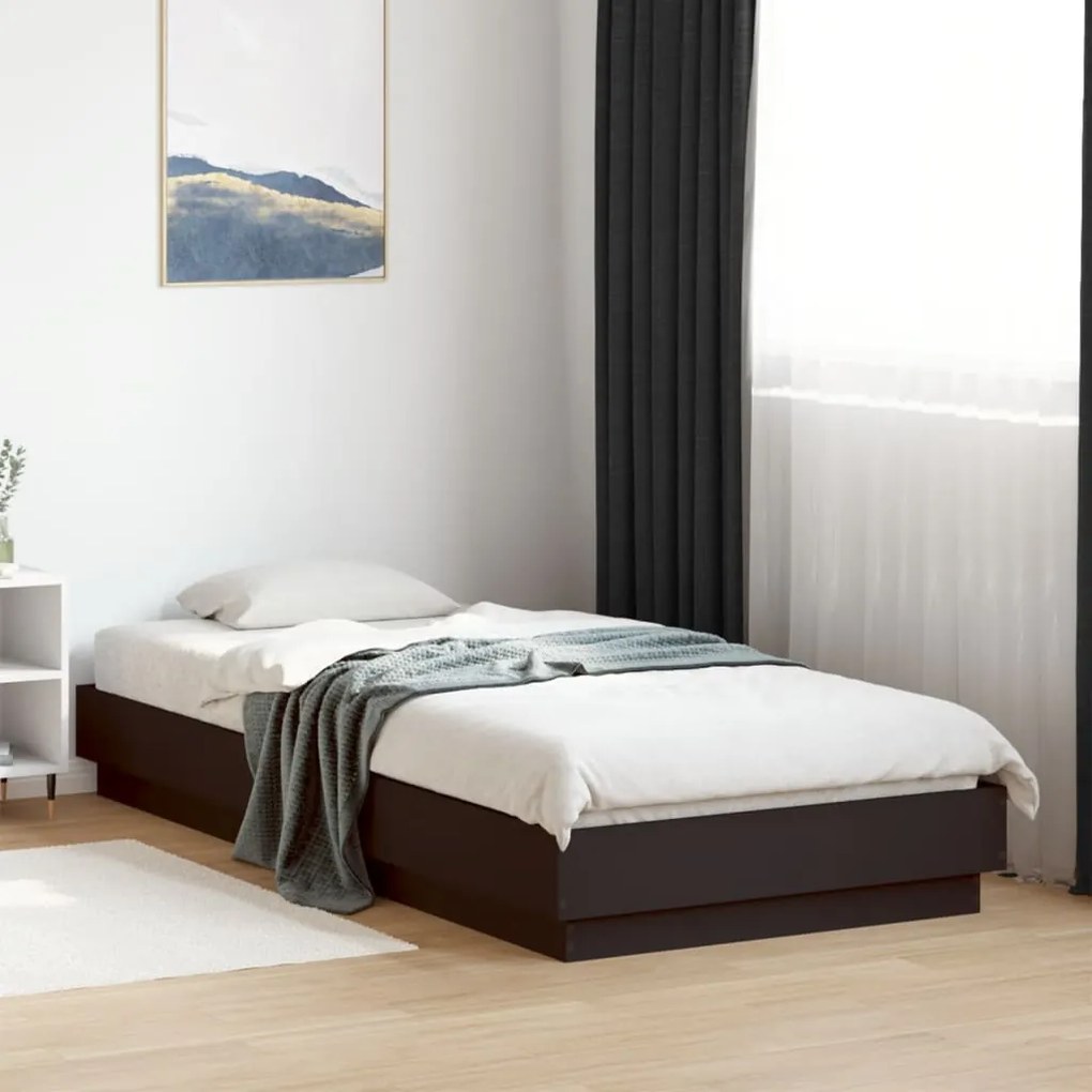 Estrutura de cama com luzes LED 100x200 cm preto