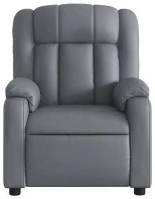 Poltrona de Massagens, Reclinável e Elétrica - Couro Artificial - Cinz