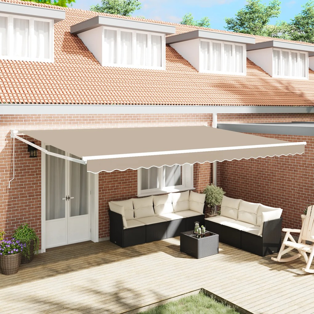vidaXL Toldo Retrátil Manual Bege 500x300 cm
