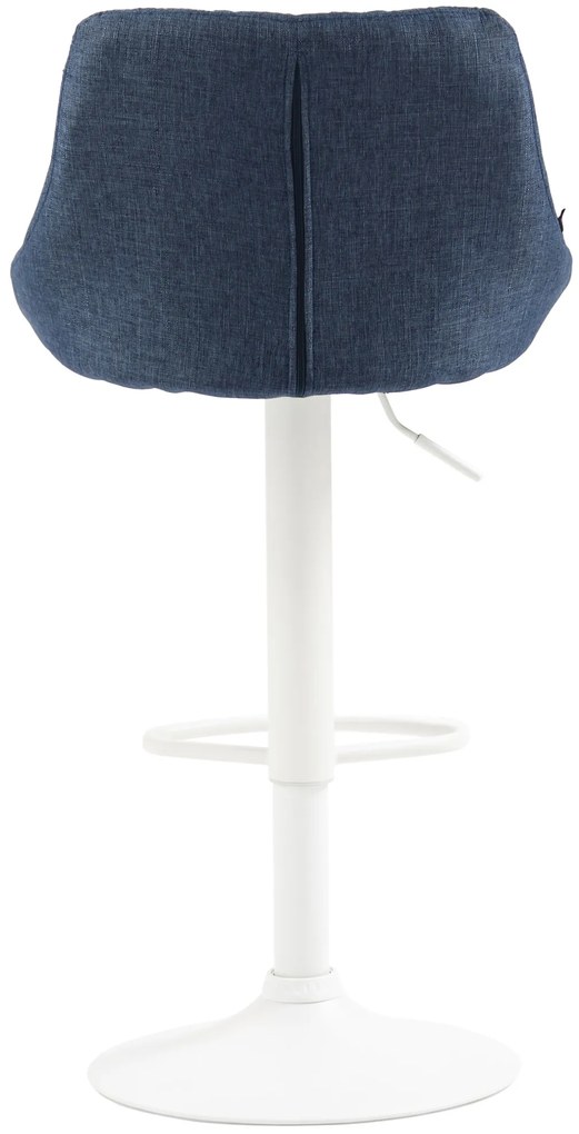 Banco de bar Lazio em tecido e com estrutura branca 46 x 83-104 x 49 cm Azul