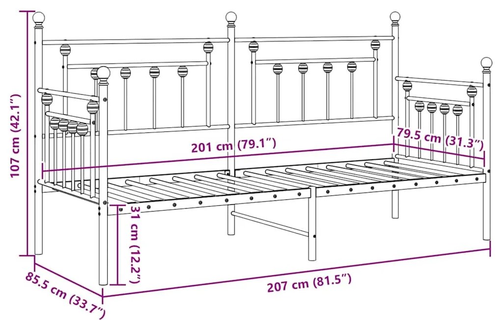 Estrutura de Cama Dia Branca 80x200 cm Aço