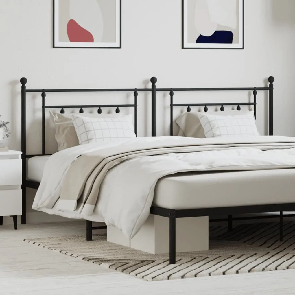 vidaXL Cabeceira de cama 193 cm metal preto